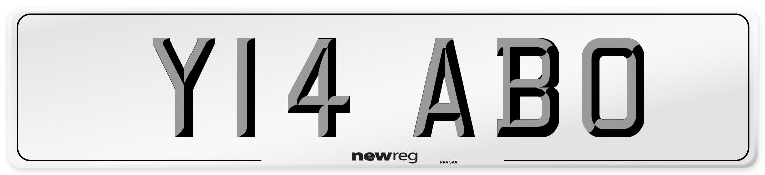 Y14 ABO Number Plate from New Reg